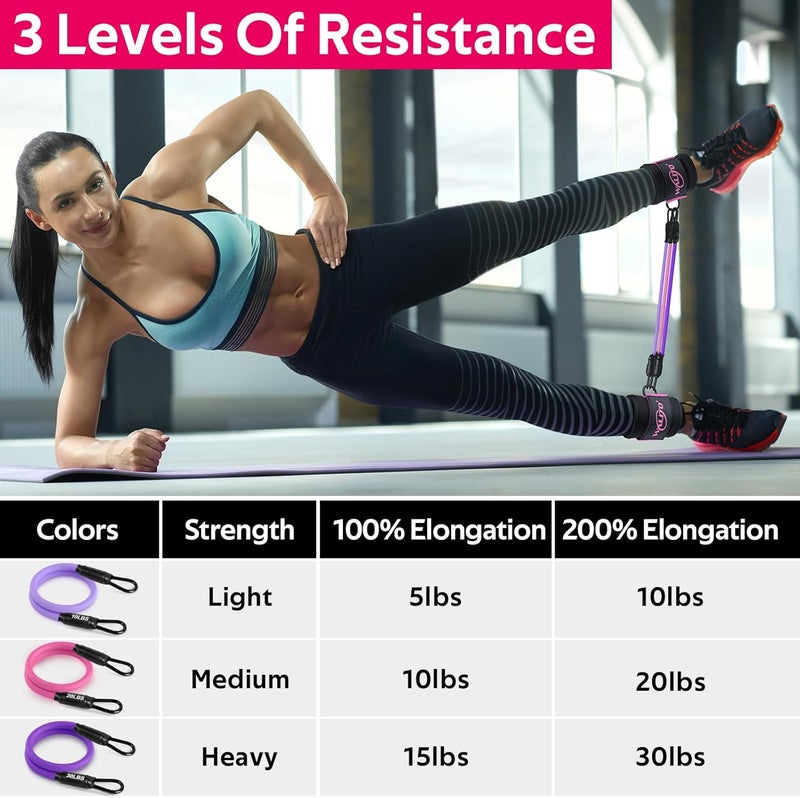 WALITO Ankle Resistance Bands with Cuffs, Exercise Bands for Legs and Butt, Booty Workout Equipment for Kickbacks and Hip Fitness Training - Image 3